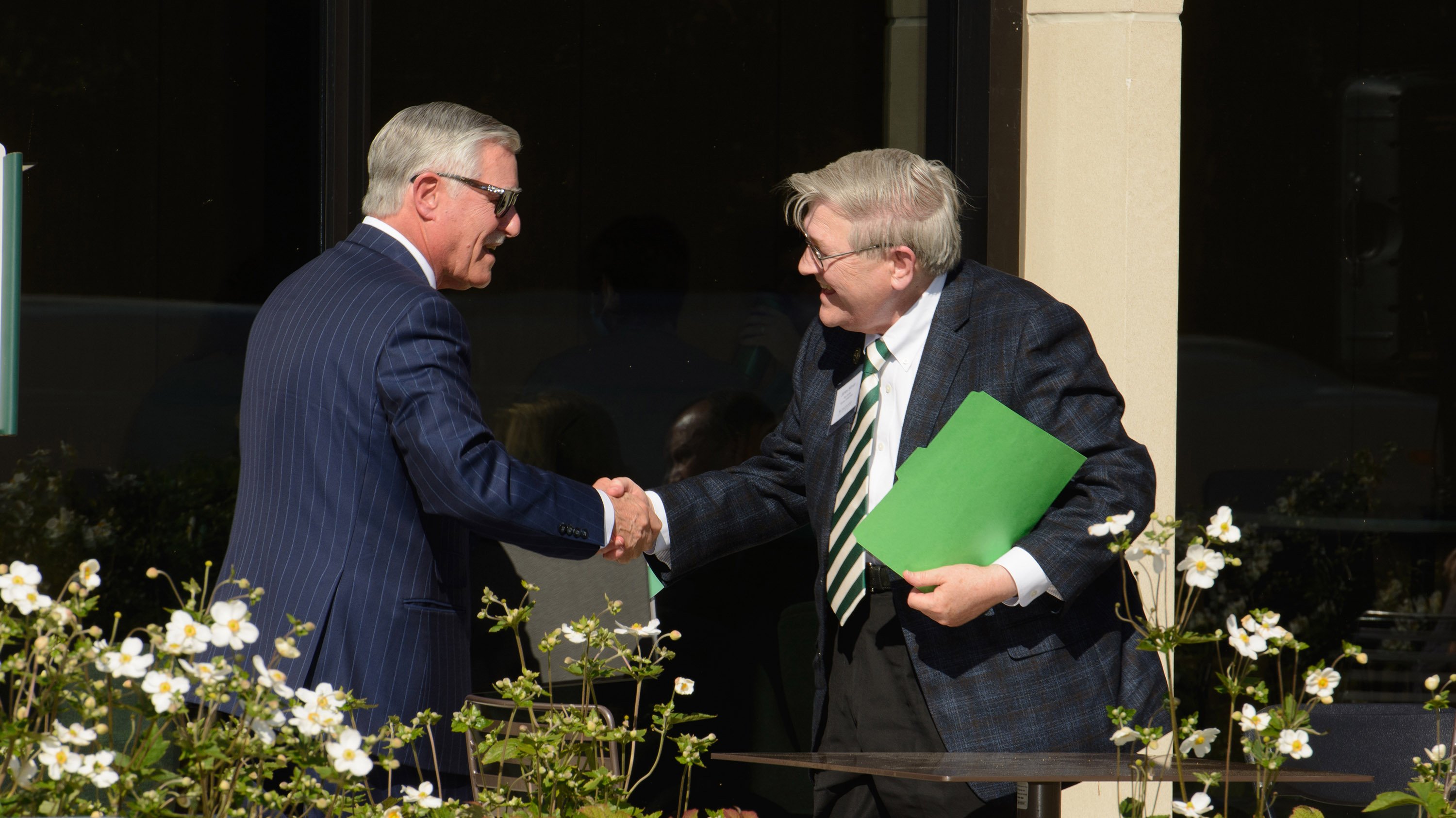 College of Music Dean James Forger (left) welcomes remarks from Dr. James K. Billman, Jr.
