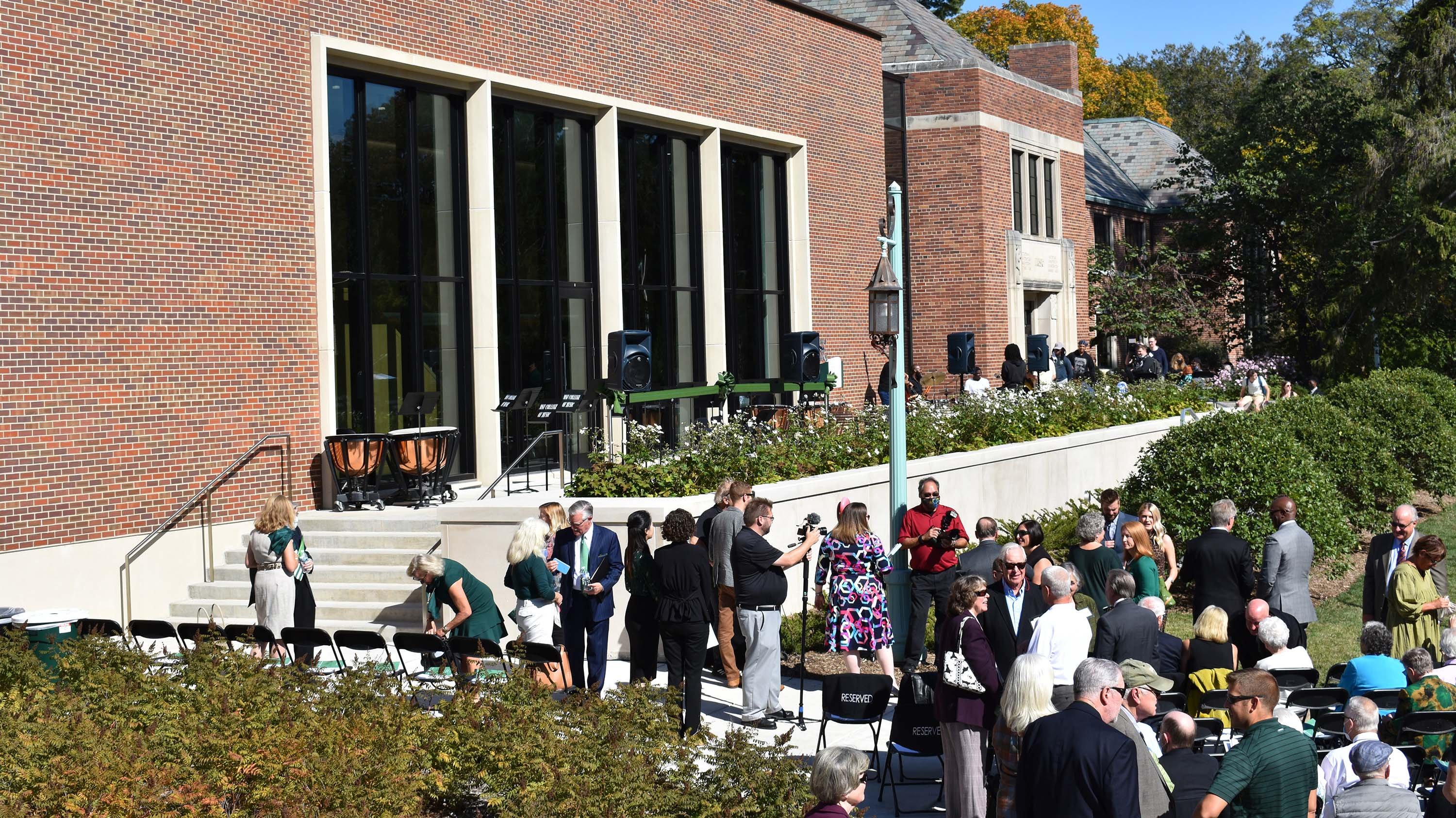 Exterior shot of the Billman pavilion at the ribbon-cutting ceremony