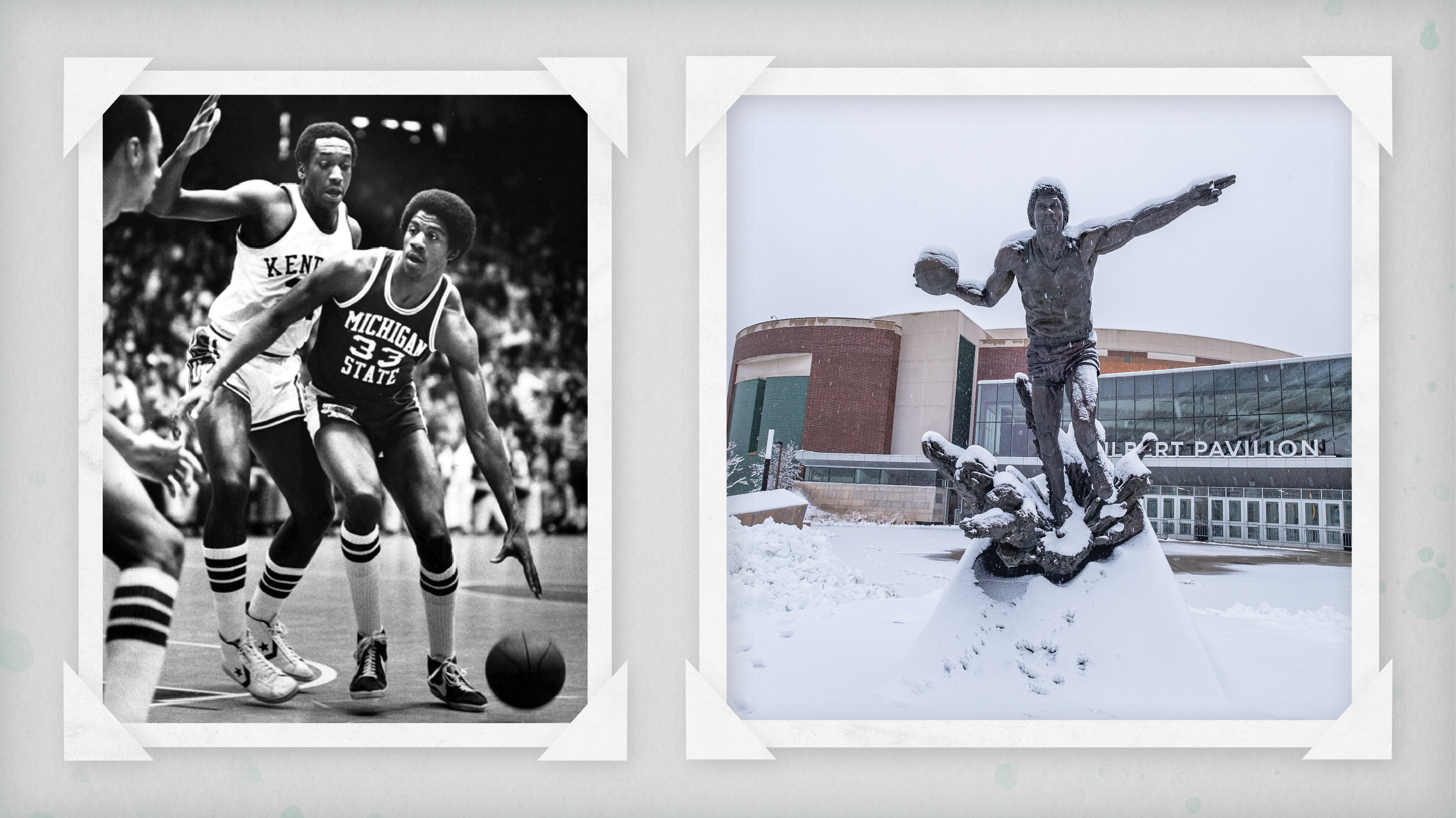Photos of Magic Johnson and Magic Johnson statue
