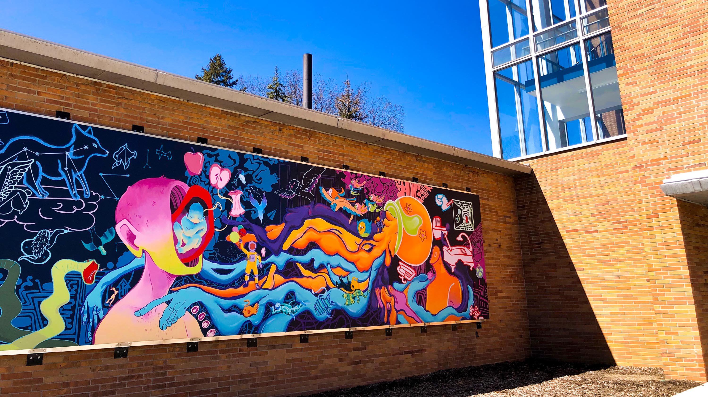 'Emergence' Mural on the south side of Kresge Art Center