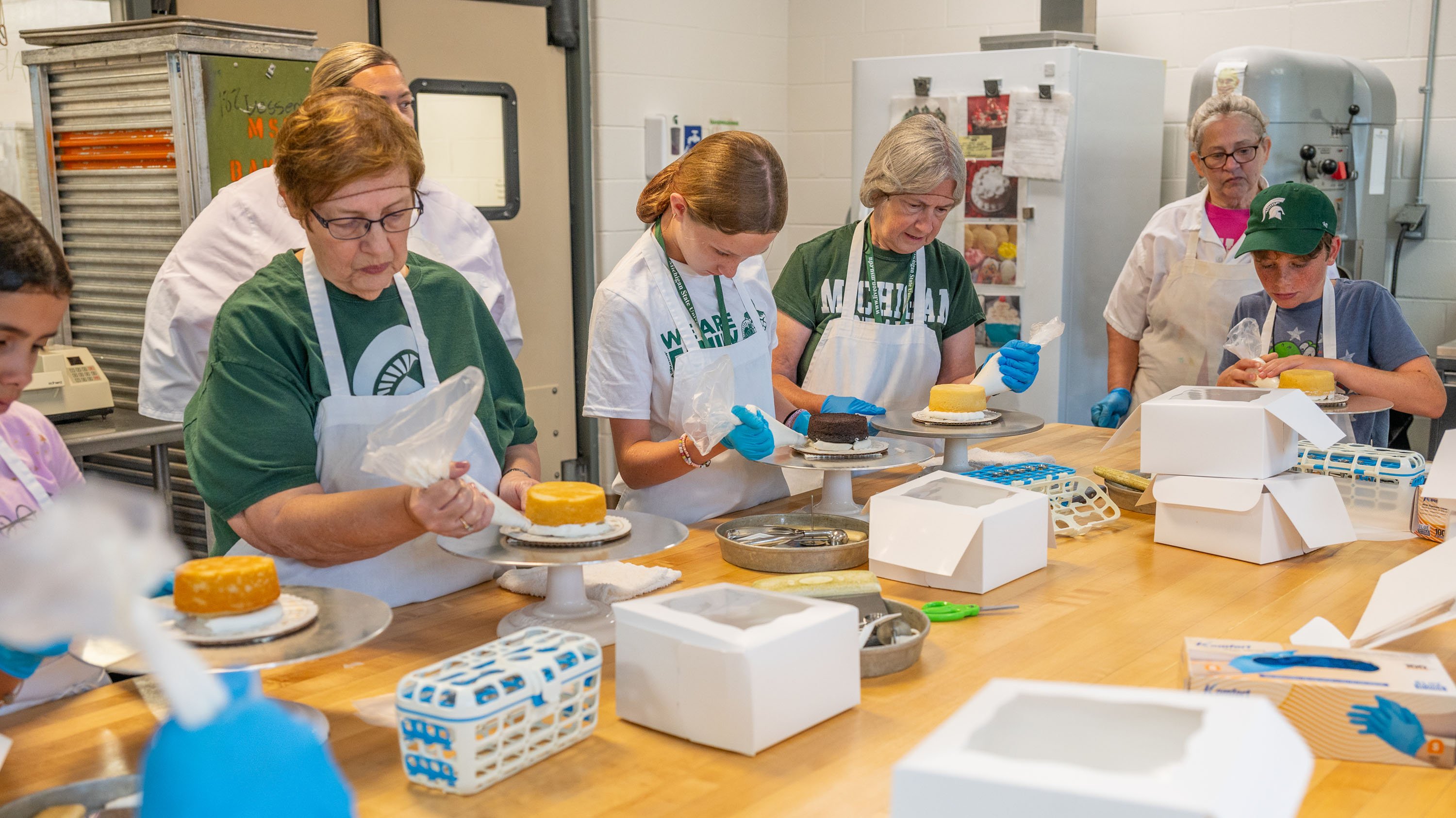 Grandparents and grandchildren baking