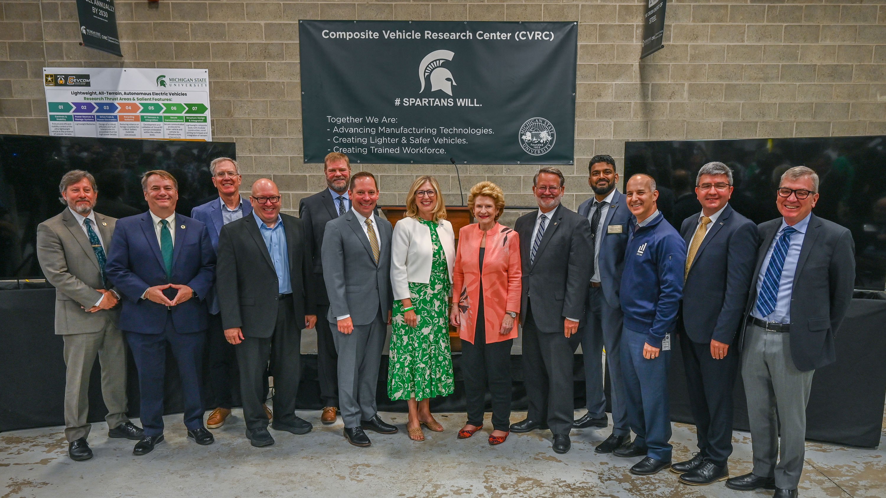 MSU, state and Army leaders posing for group photo at the CVRC
