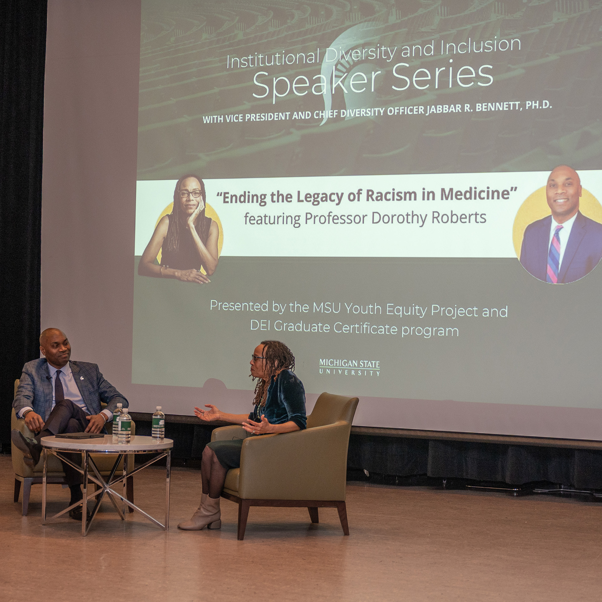 Jabbar R. Bennett and Dorothy Roberts speaking