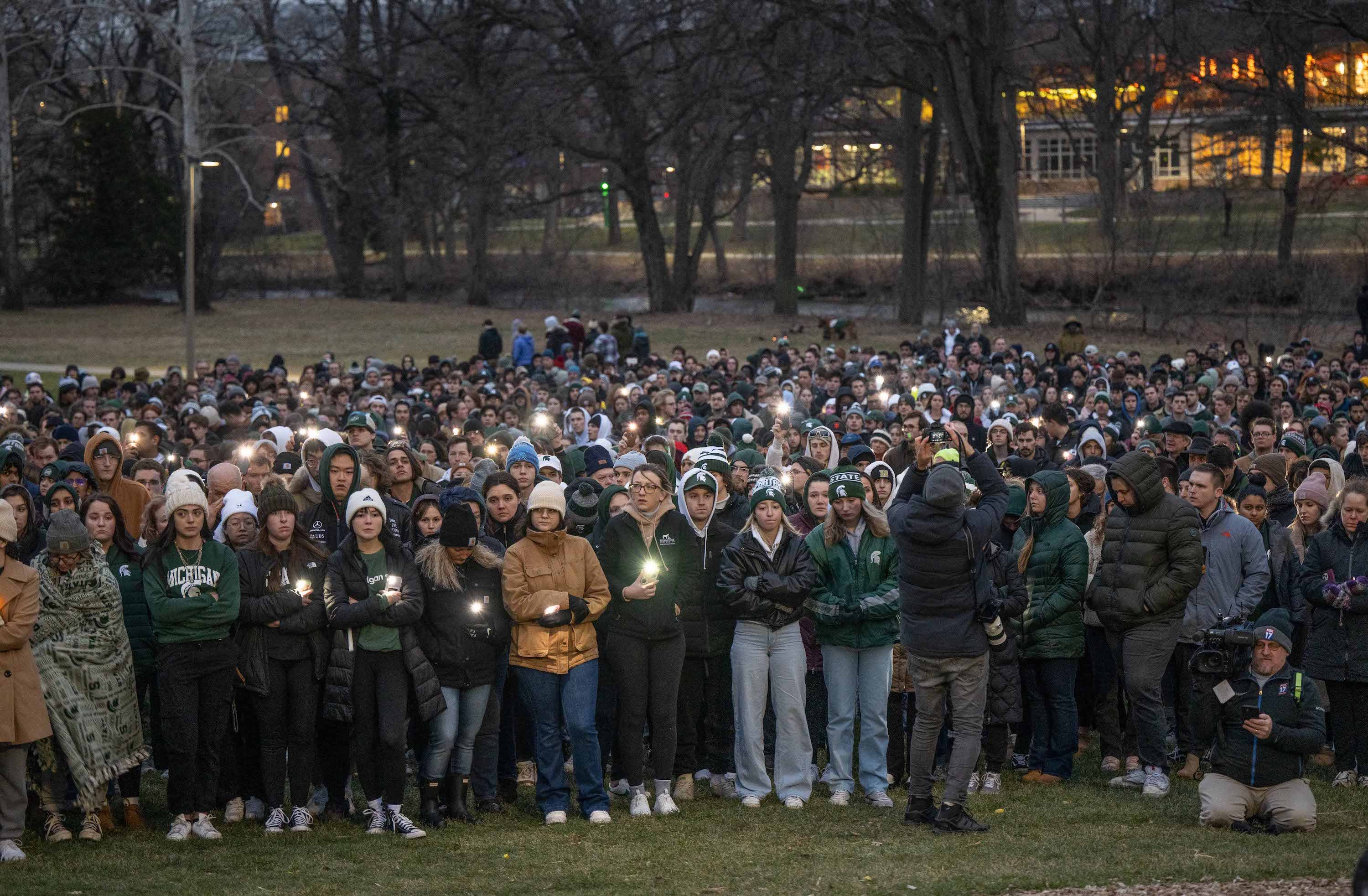 Spartans and community members gather at The Rock and the Auditorium.