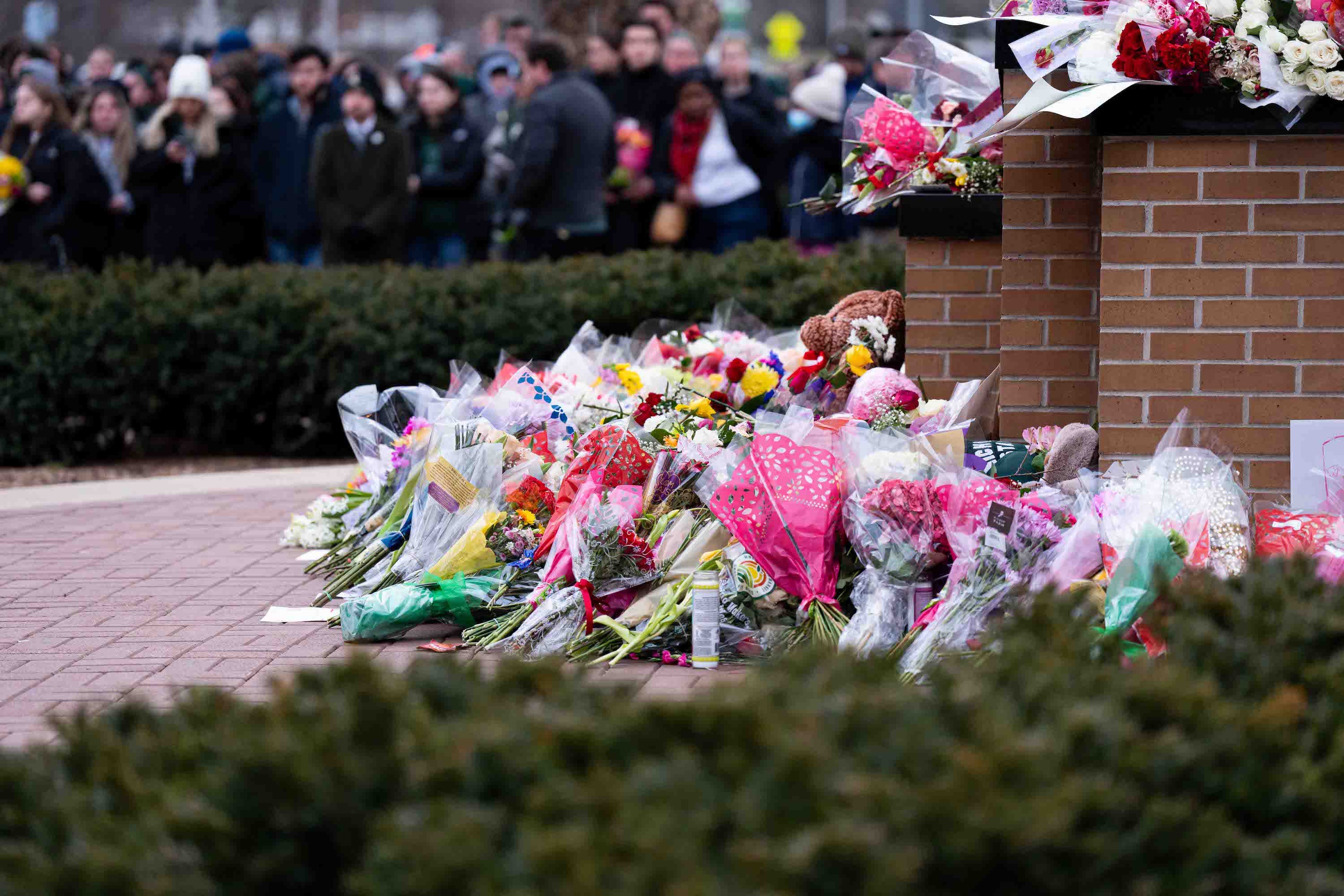 Flowers shown at the base of the Spartan Statue.