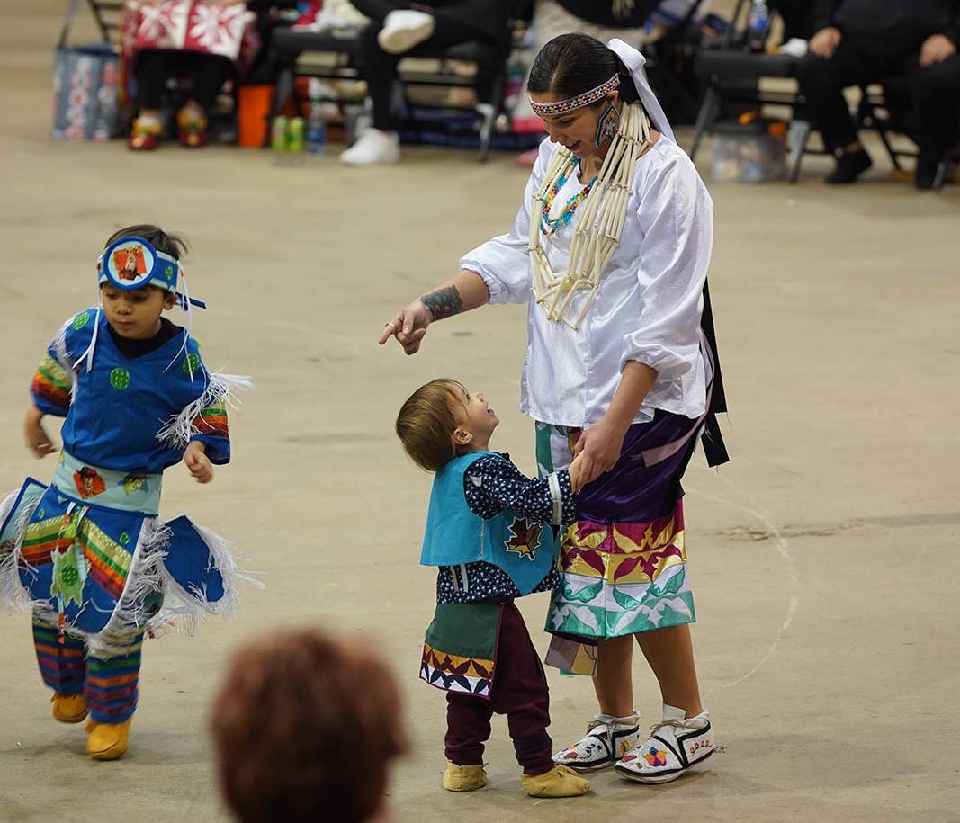 Blaire Morseau and son at a powwow.
