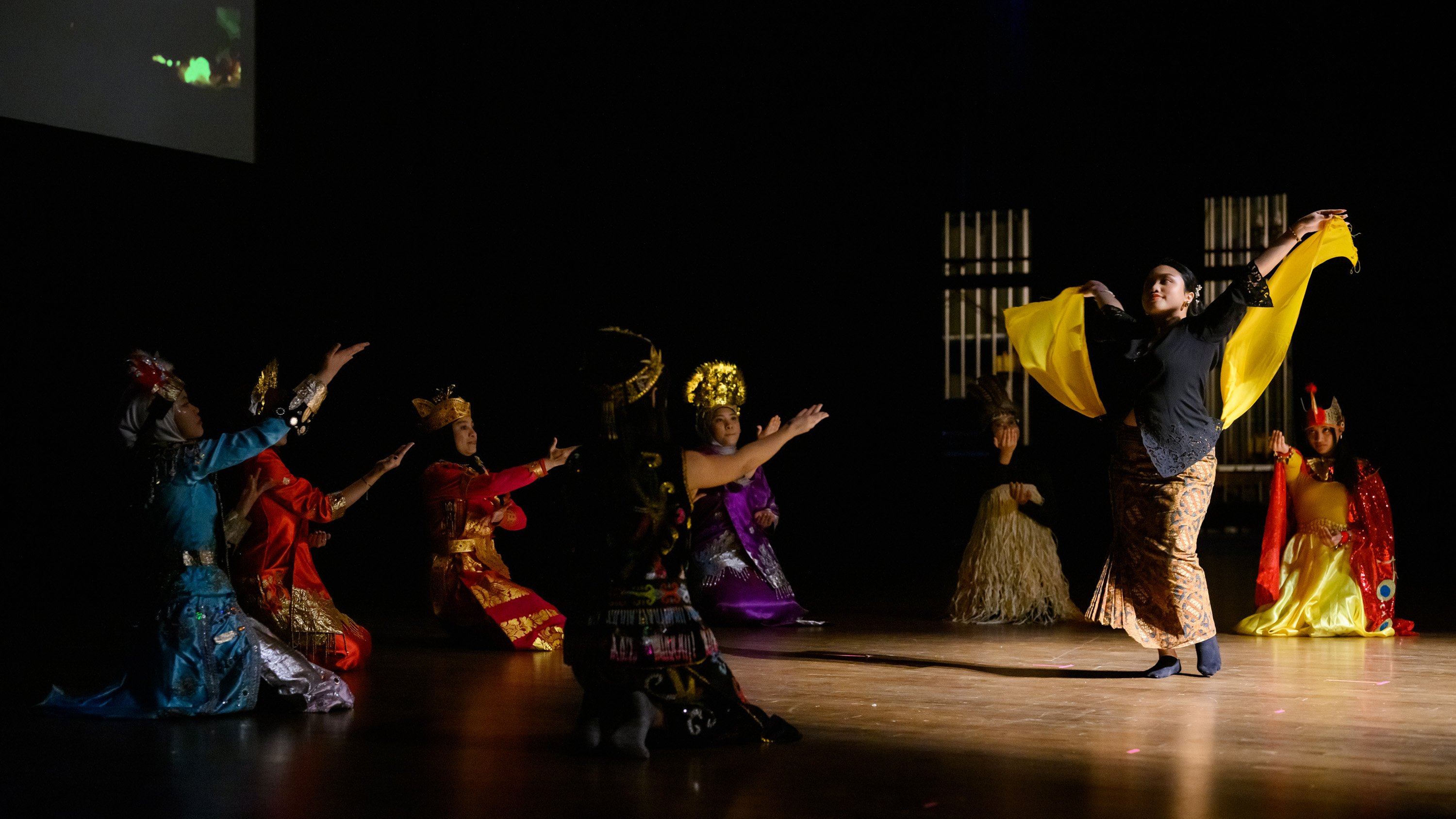 Dance performance in Indonesian cultural attire