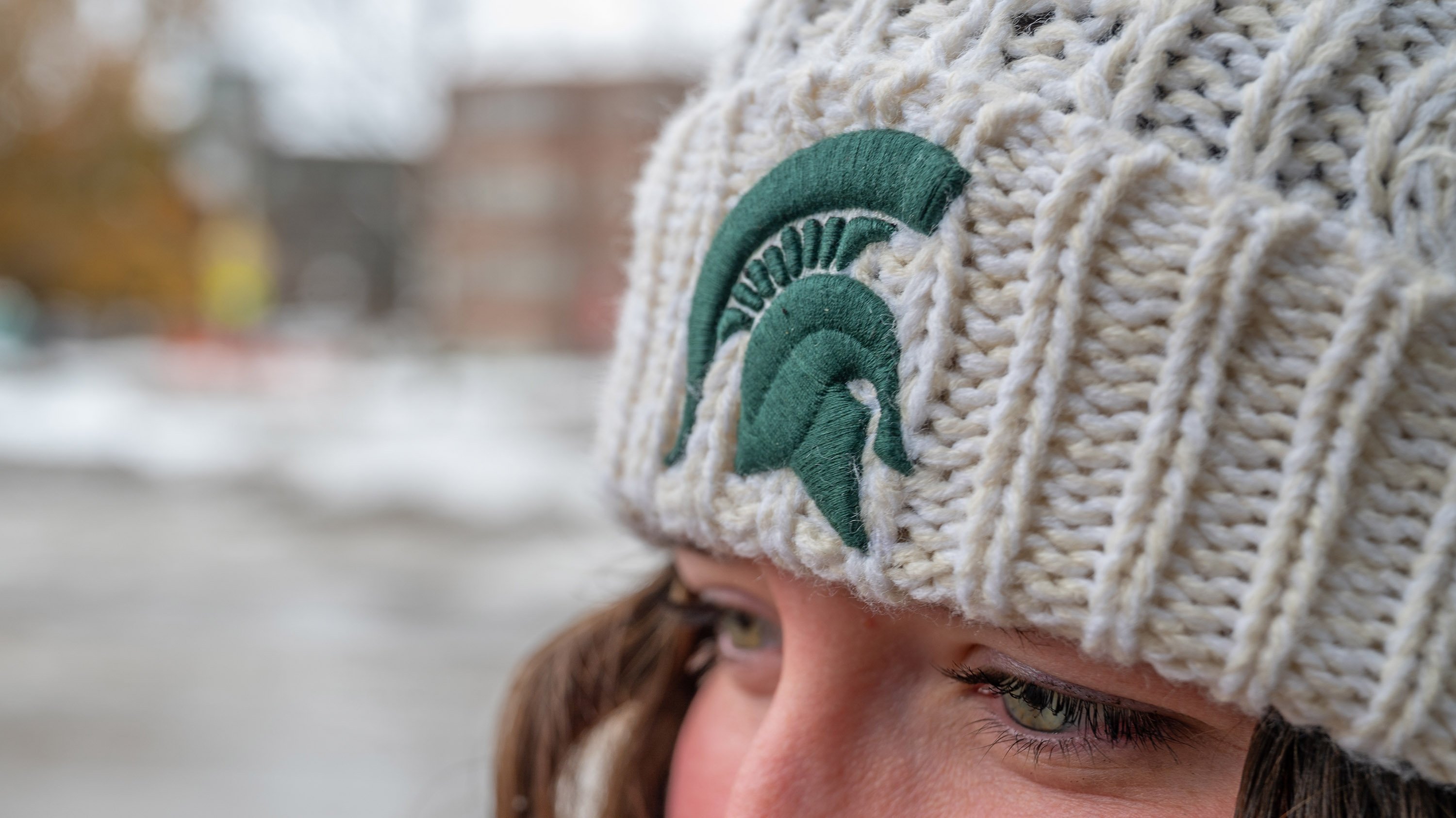 Embroidered Spartan helmet on a hat