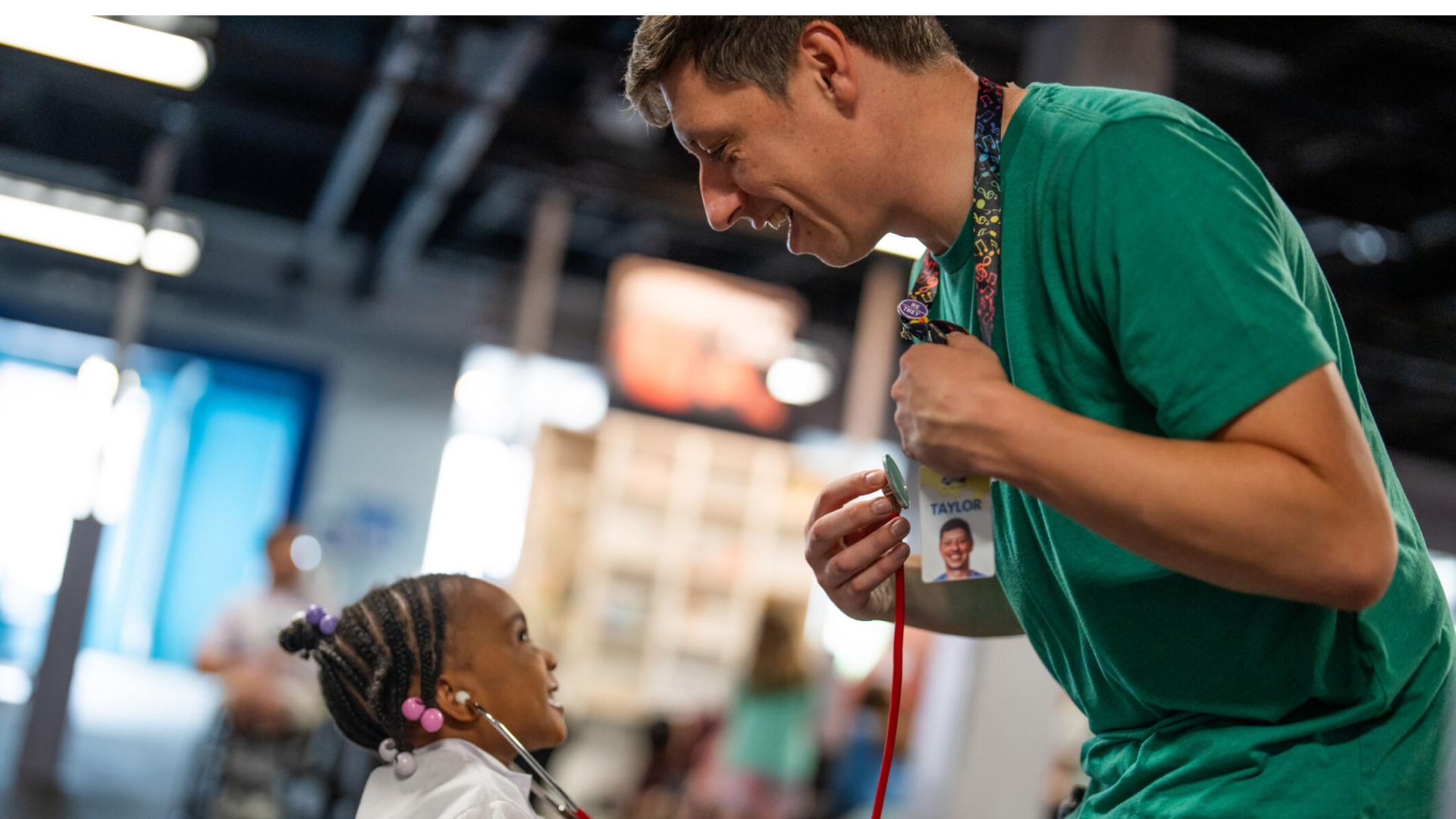 Young visitors can interact with Impression 5 Science Center staff members while visiting the new Organ Adventure exhibit sponsored by MSU Health Care. Photo by Nick Schrader, Michigan State University.