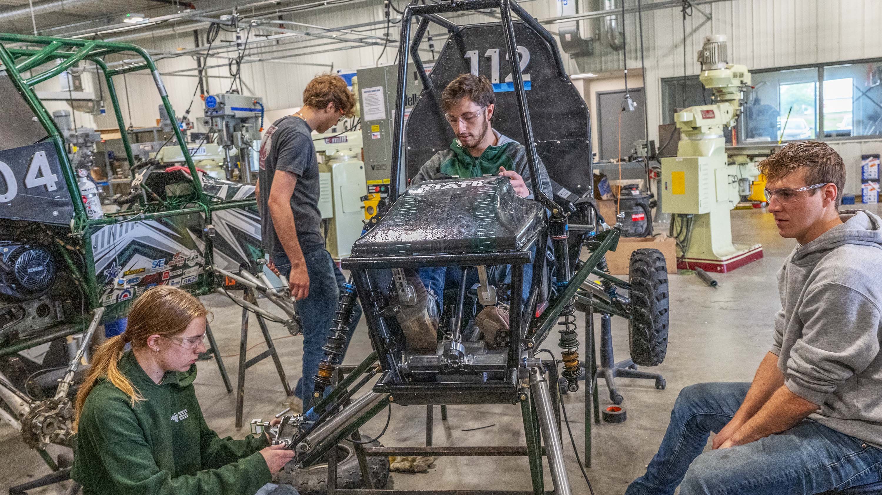 MSU engineering students building a Baja racing car