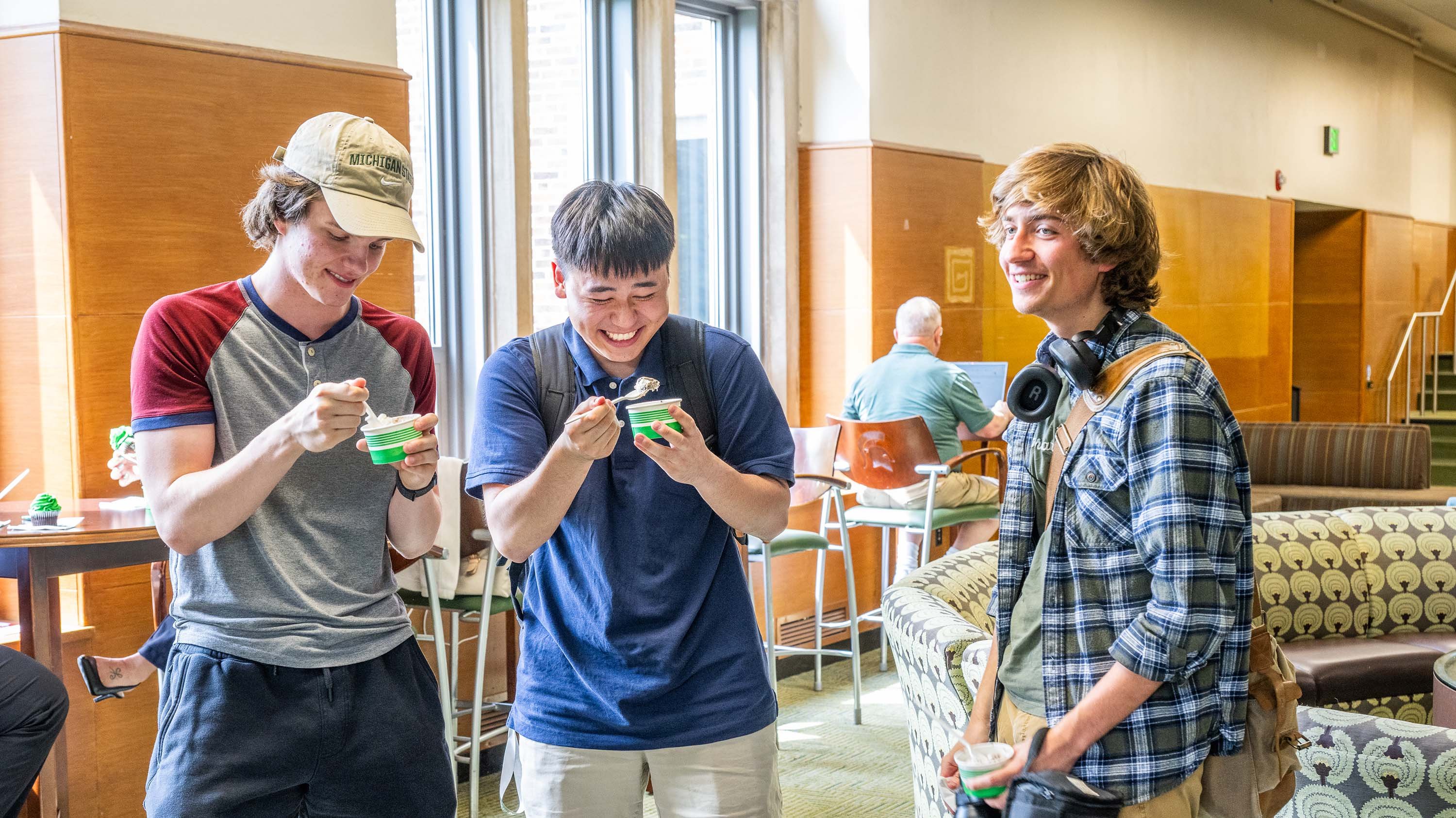 People eating ice cream in MSU Union