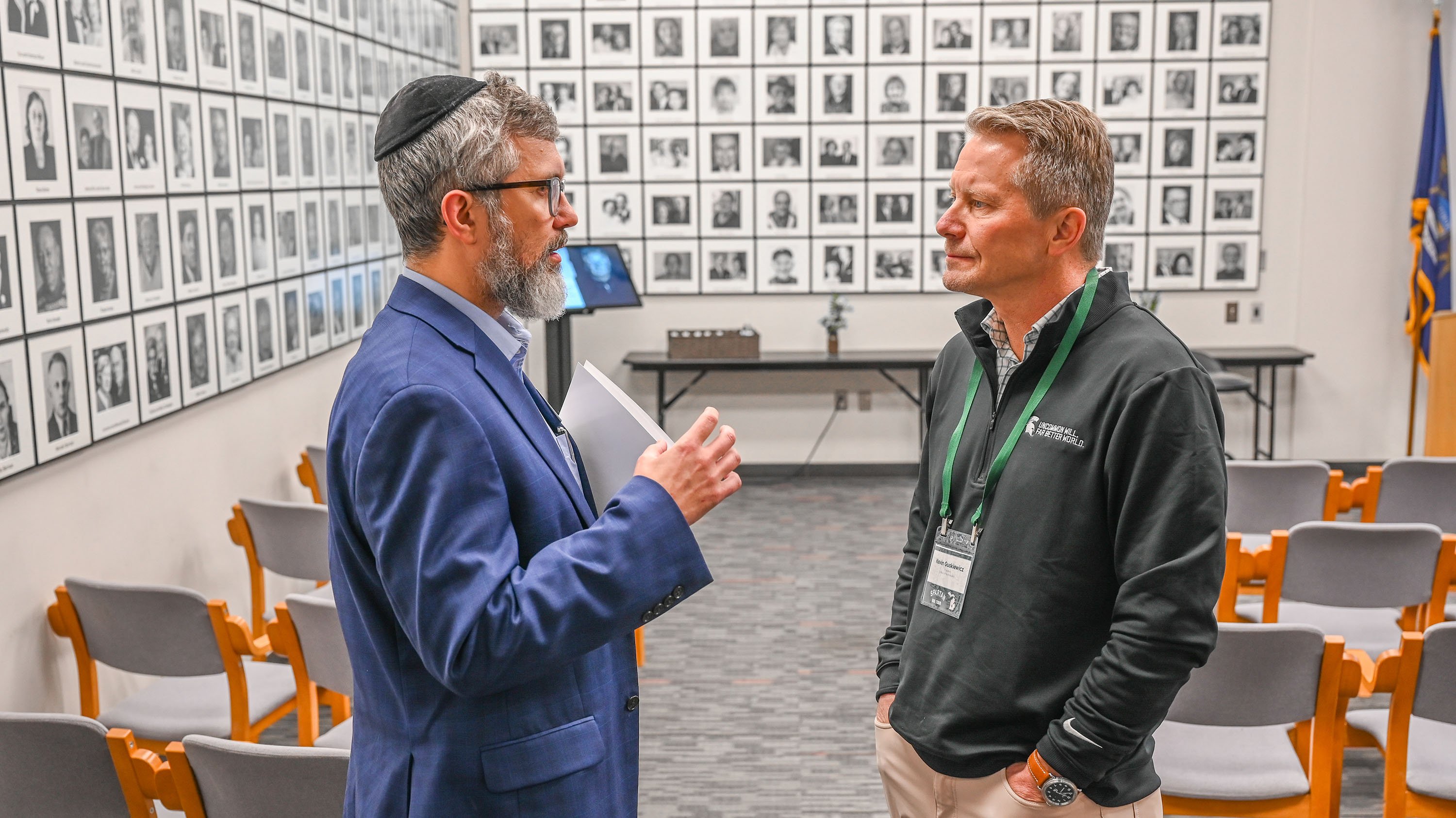 Two men talking