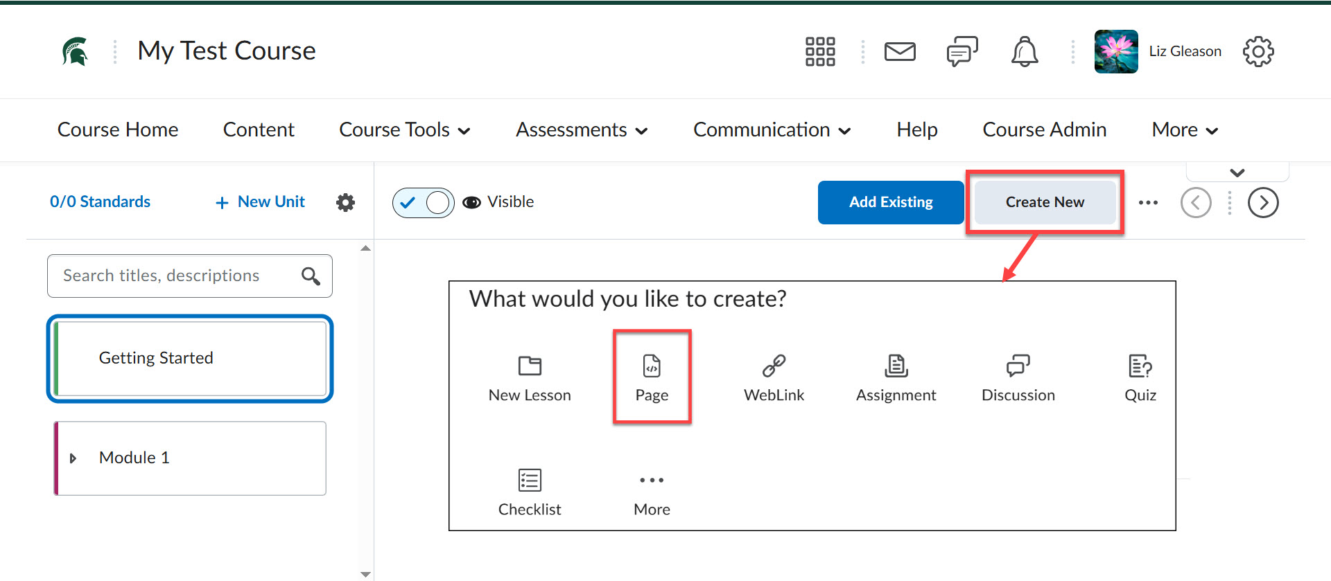 NCE create page