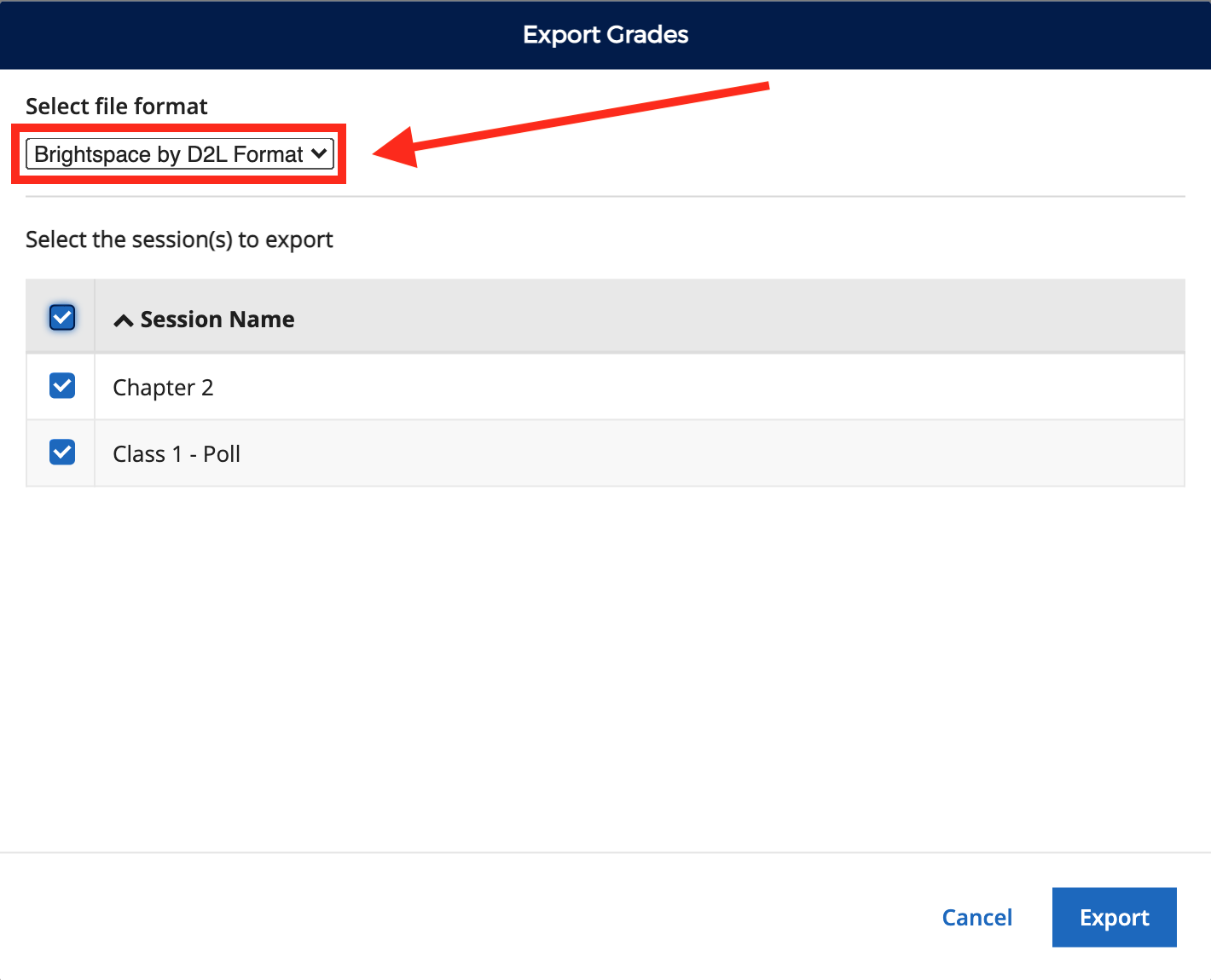 export grades iClicker