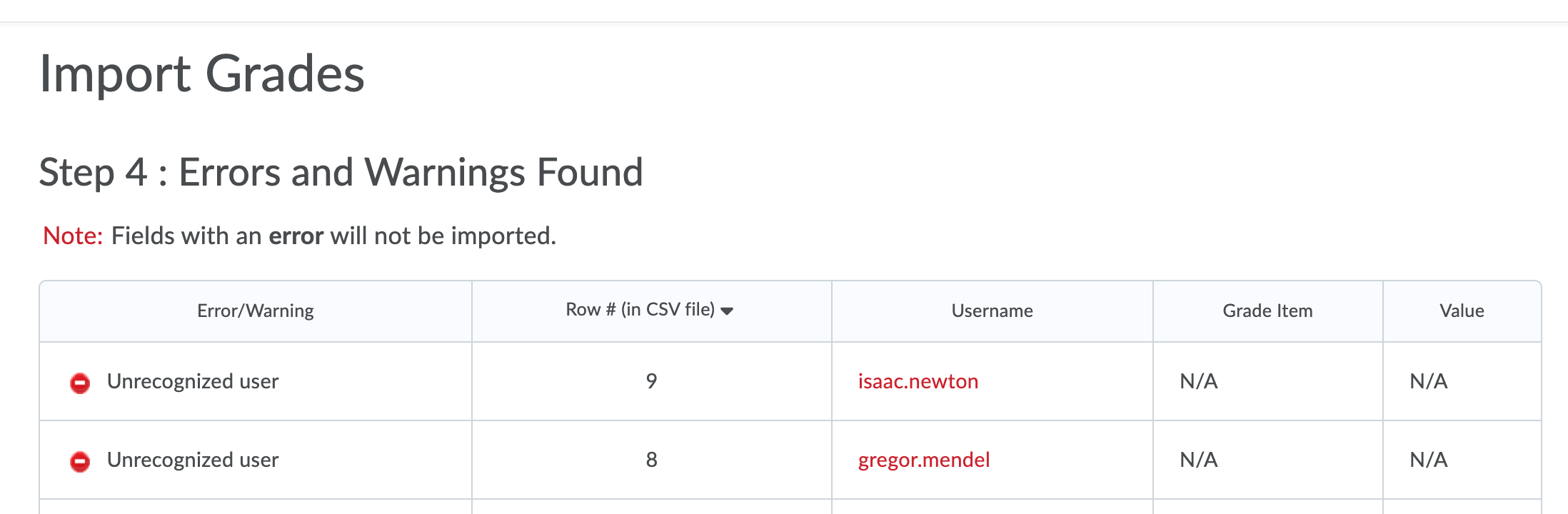 review errors