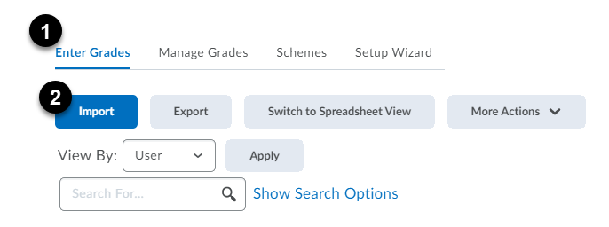 Enter Grades - Import tabs