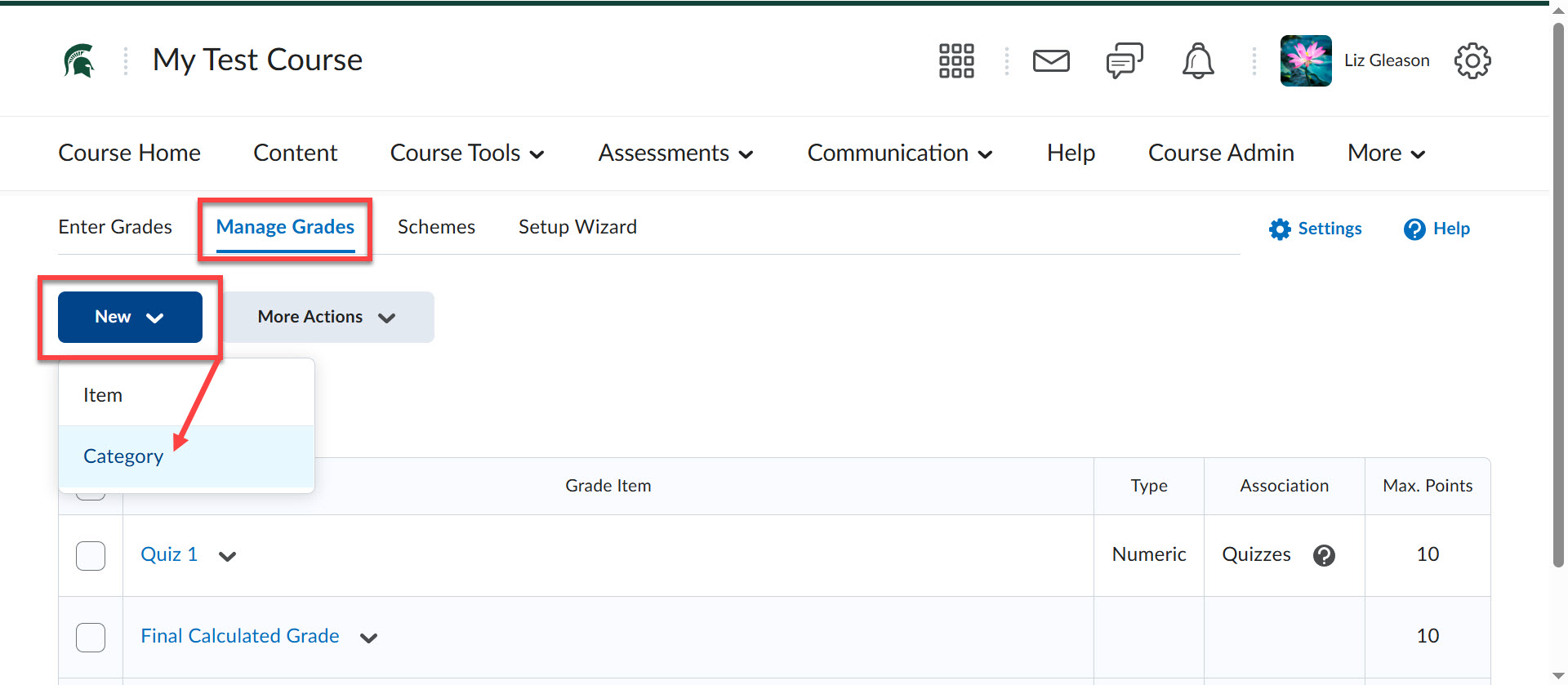 new grade category