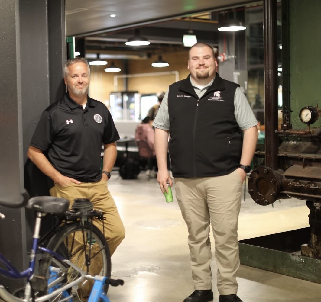 Eric Strouse and Jake Roman photo at STEM building 