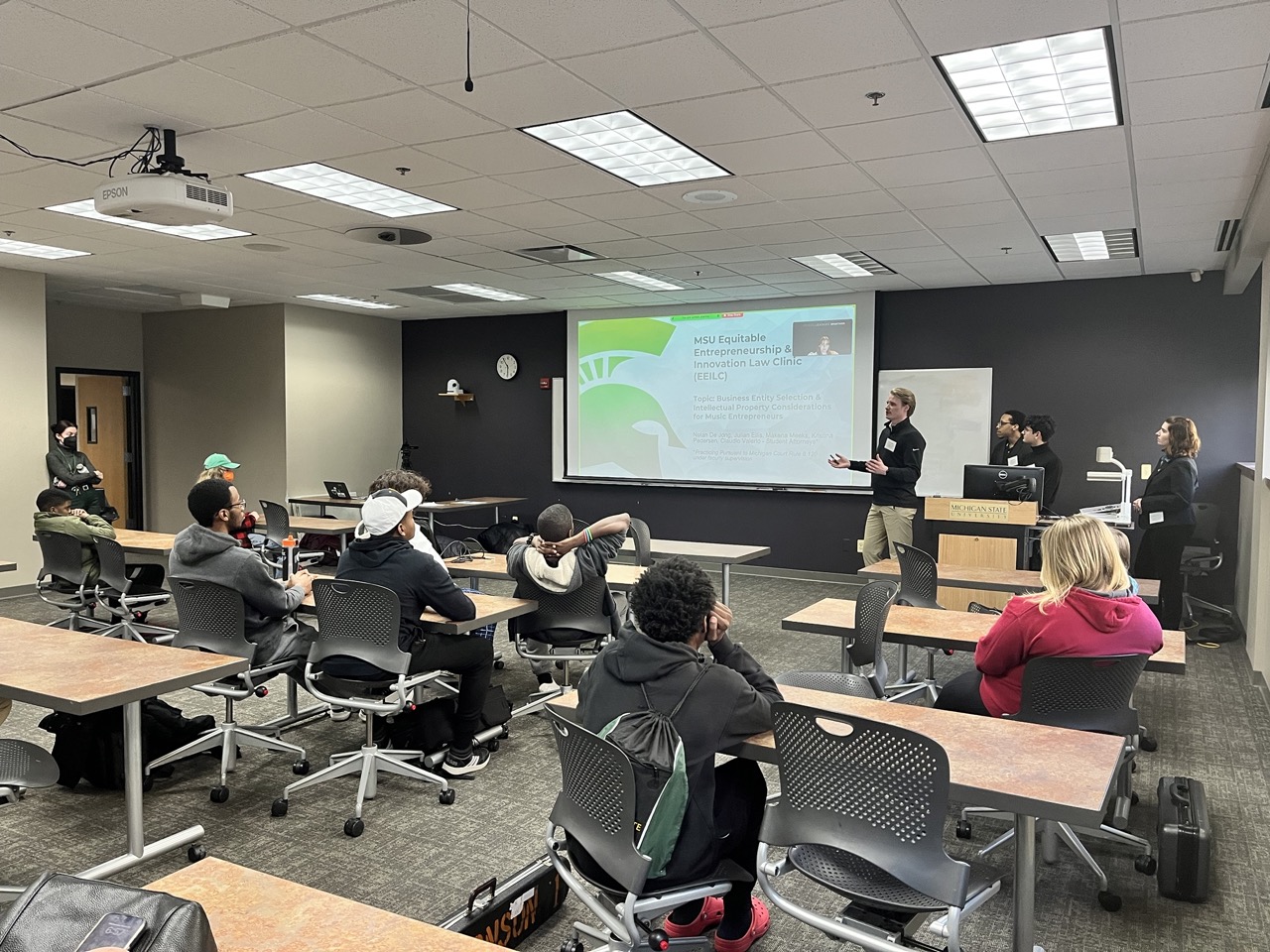 Clinicians holding a classroom workshop on IP to youth musicians