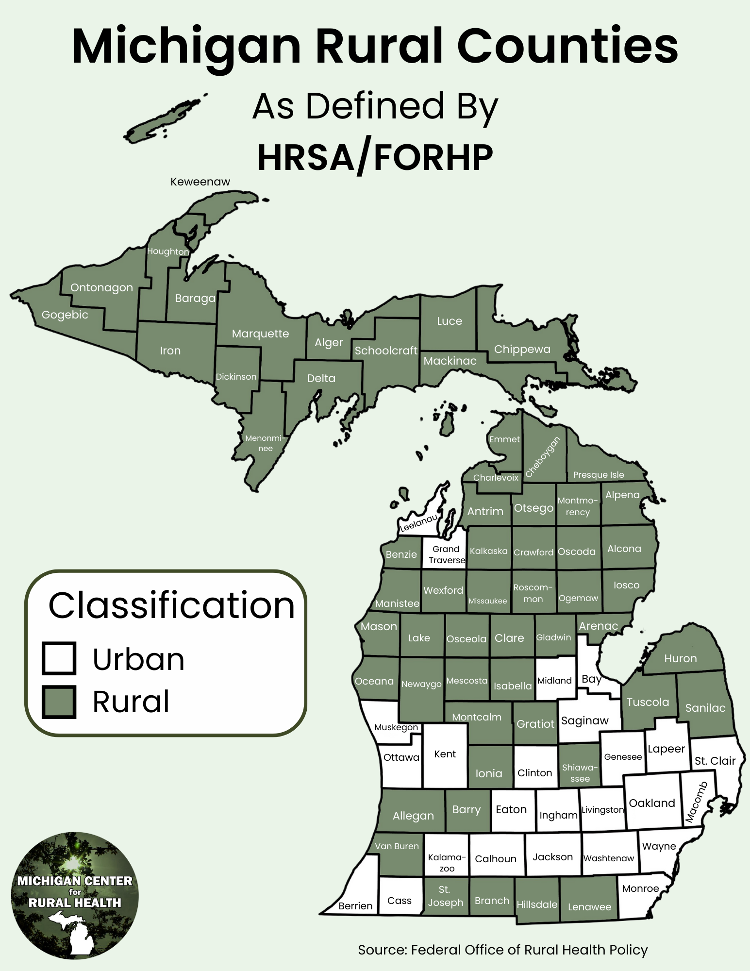 MI Rural Counties Map