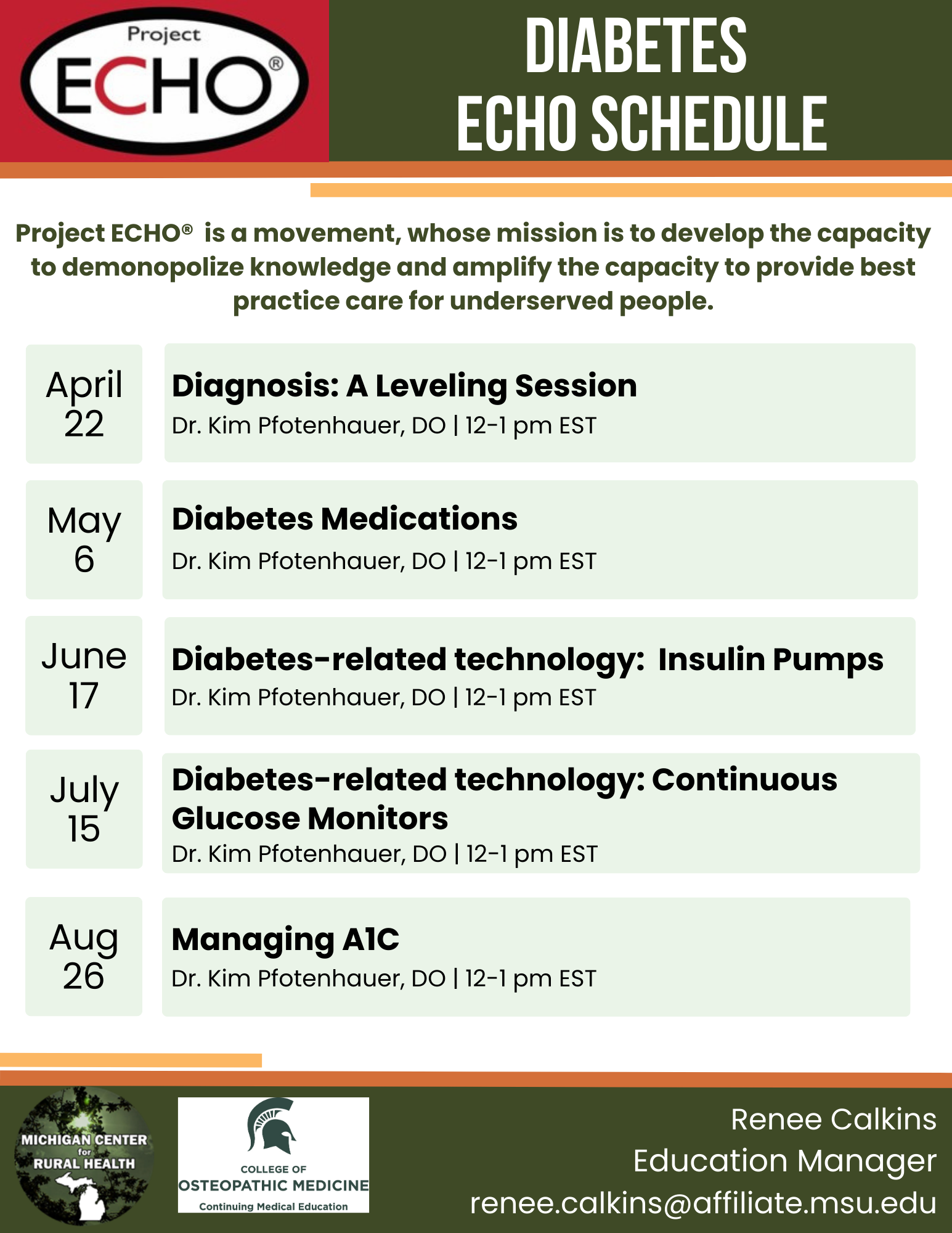 2025 Diabetes ECHO Schedule