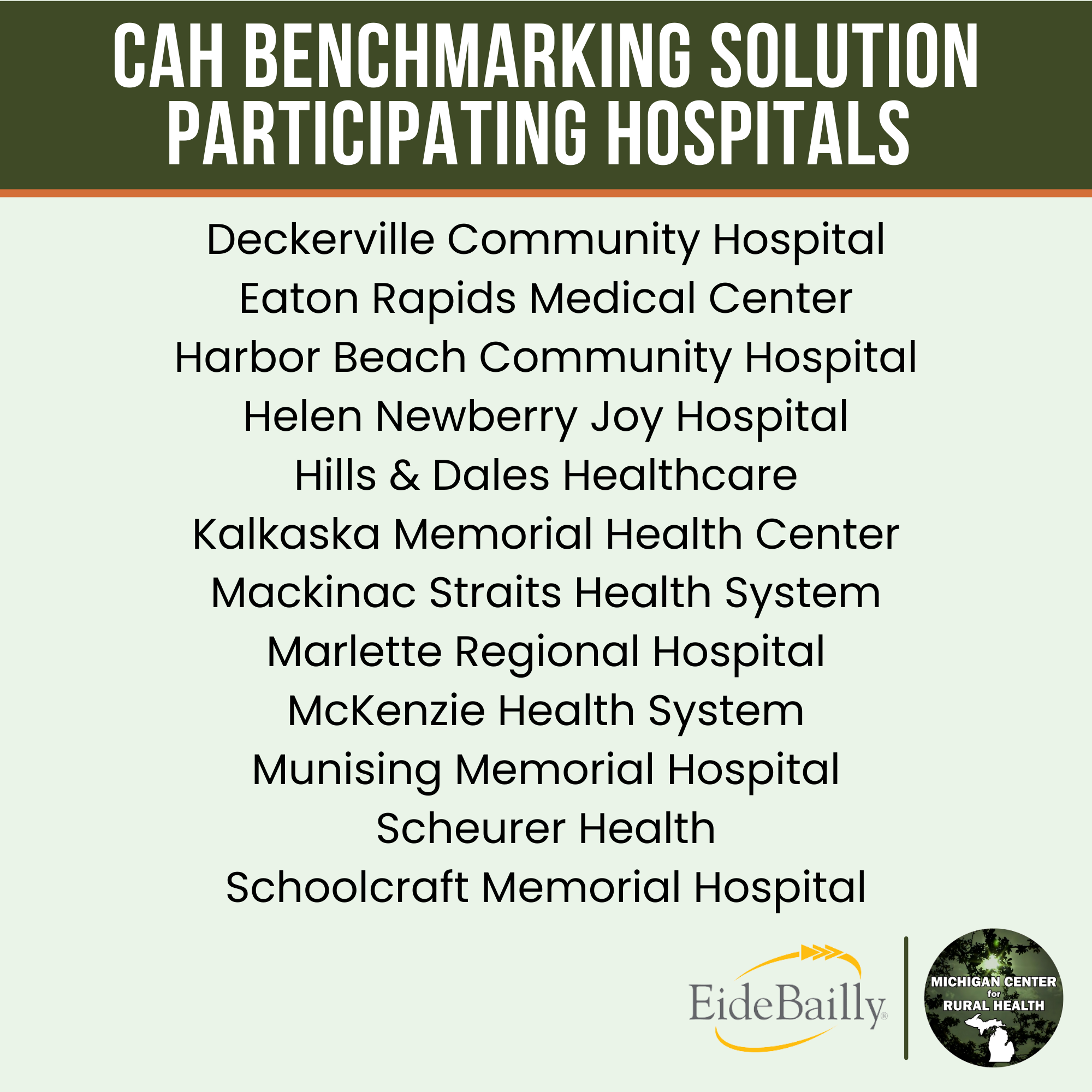 CAH Benchmarking Solution Participating Hospitals