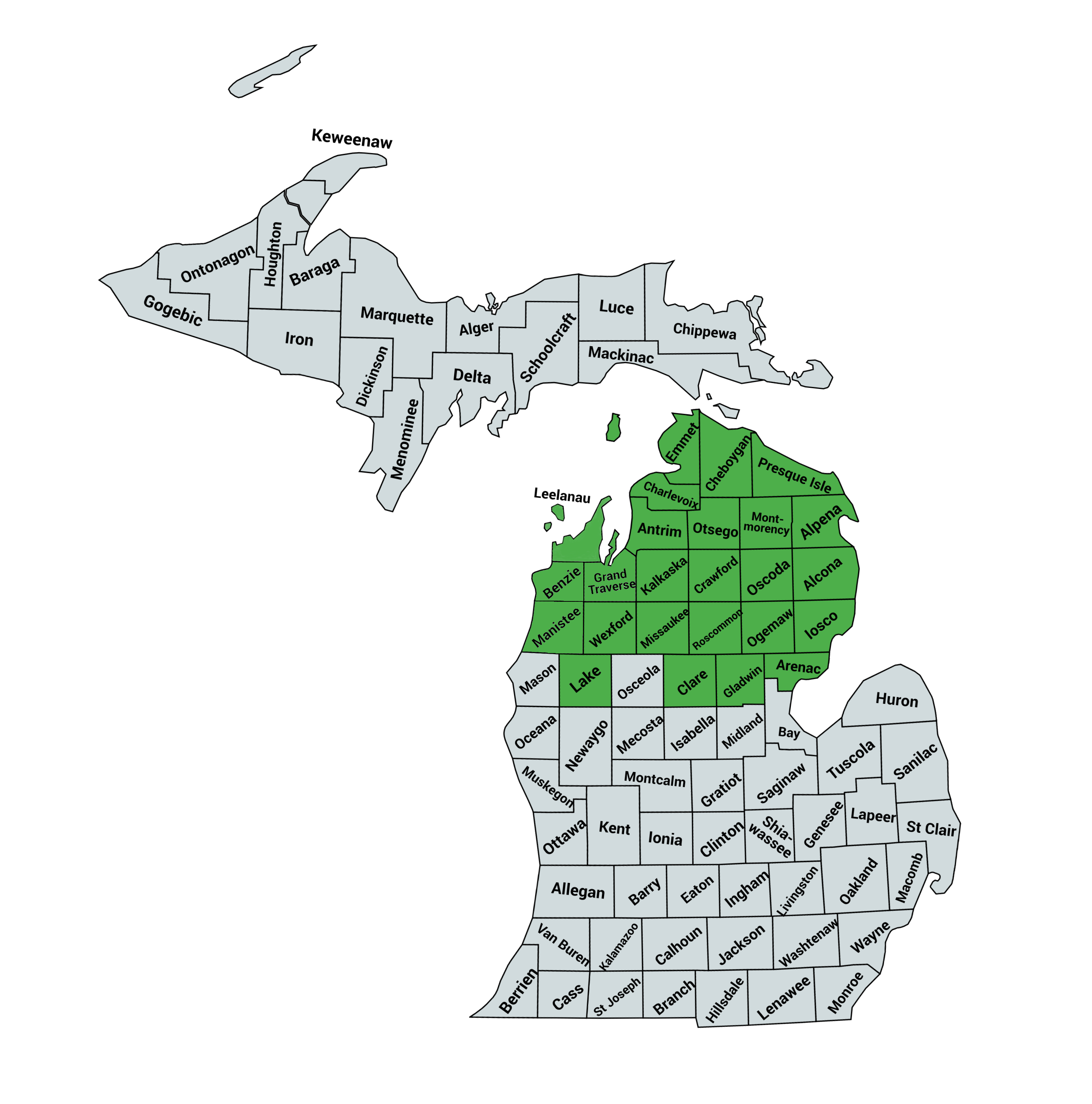 NMORC map of Michigan