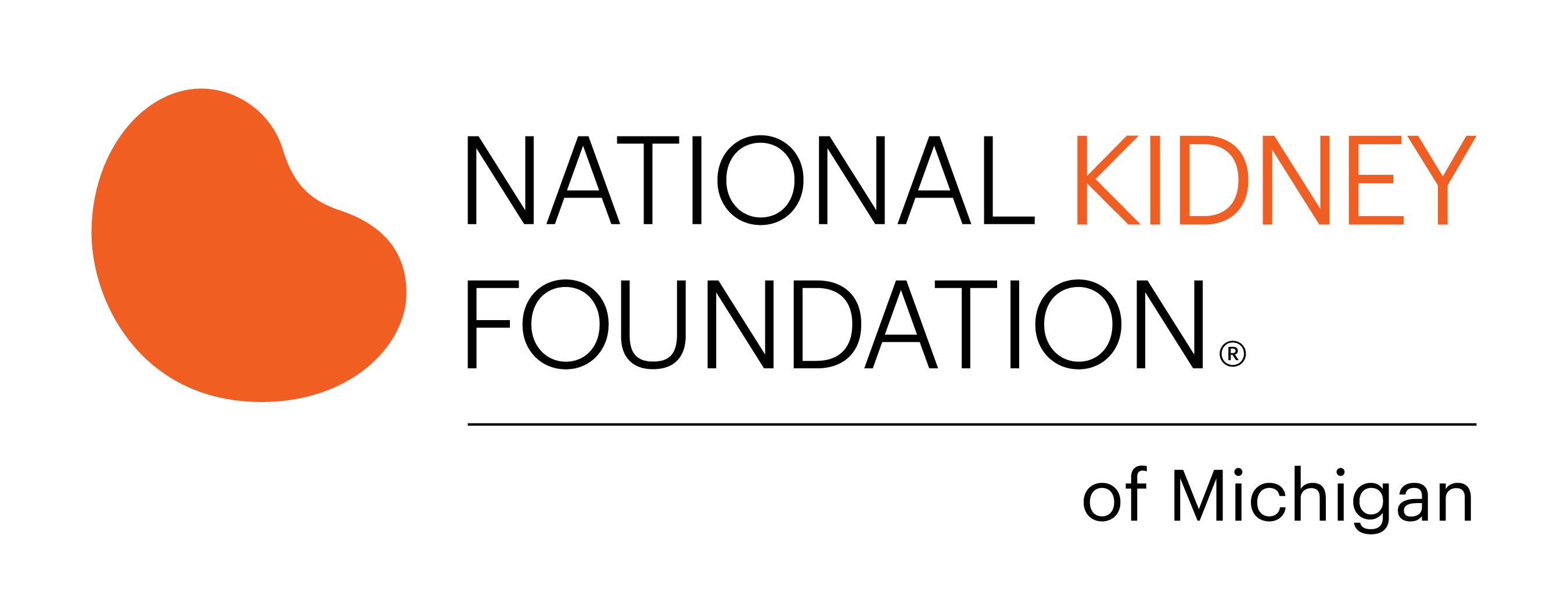 National Kidney Foundation of Michigan with orange kidney shape 