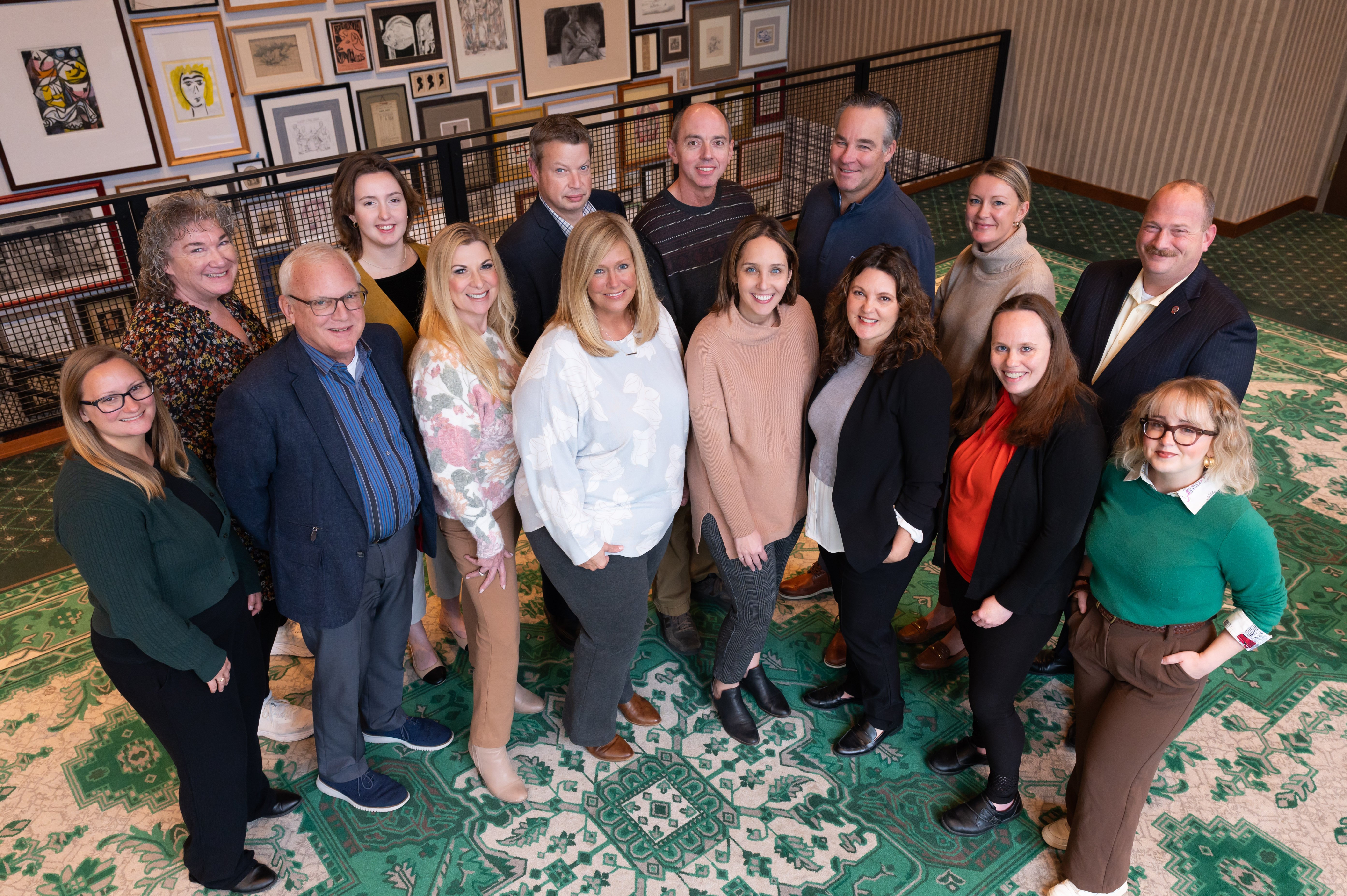 MCRH Staff Photo: From left to right, Jeanne Marriott, Aleah Huse, Doug Siwek, Jim Yates, Jeff Nagy, Crystal Barter, Patrick Fox. First Row: Renee Calkins, John Barnas, Joyce Fetrow, Jill Oesterle, Laura Mispelon, Amanda St Martin, Gennie Grover, Kyra Burkeen 