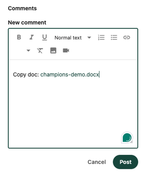 A comment box with 