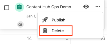 The elipses menu offers options to Publish and Delete
