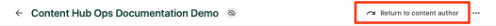 The return to content author button is outlined in red