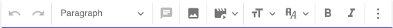 A screenshot of a toolbar with icons (left to right): A curved arrow pointing left; a curved arrow pointing right; a dropdown menu with a label reading 