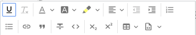 A screenshot of a toolbar with two rows of icons. Top row, left to right: an underline icon (