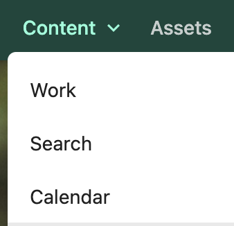 The Content tab includes Work, Search and Calendar options.