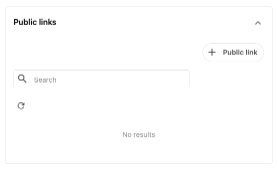 The + Public link button appears in the “Public links” panel.
