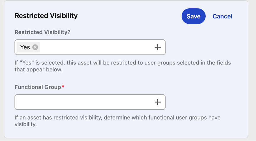 Screenshot showing the restricted visibility field edited to 
