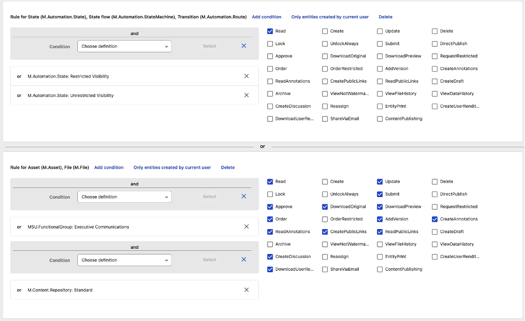 Settings for validators functional user group