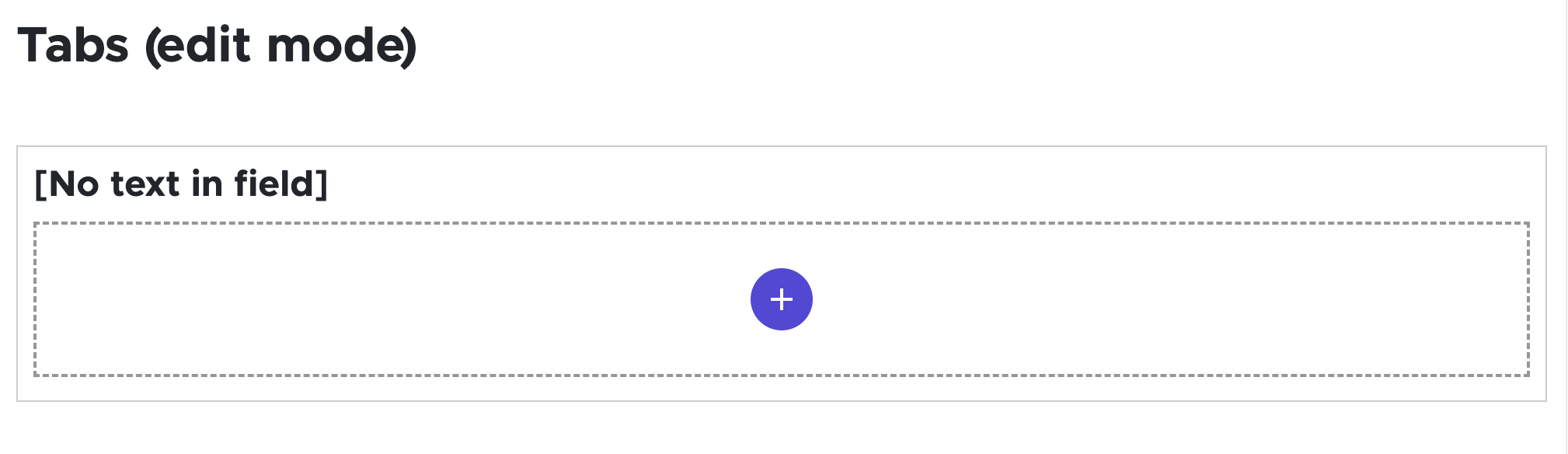 Screenshot of a Tabs component with one tab but no tab content