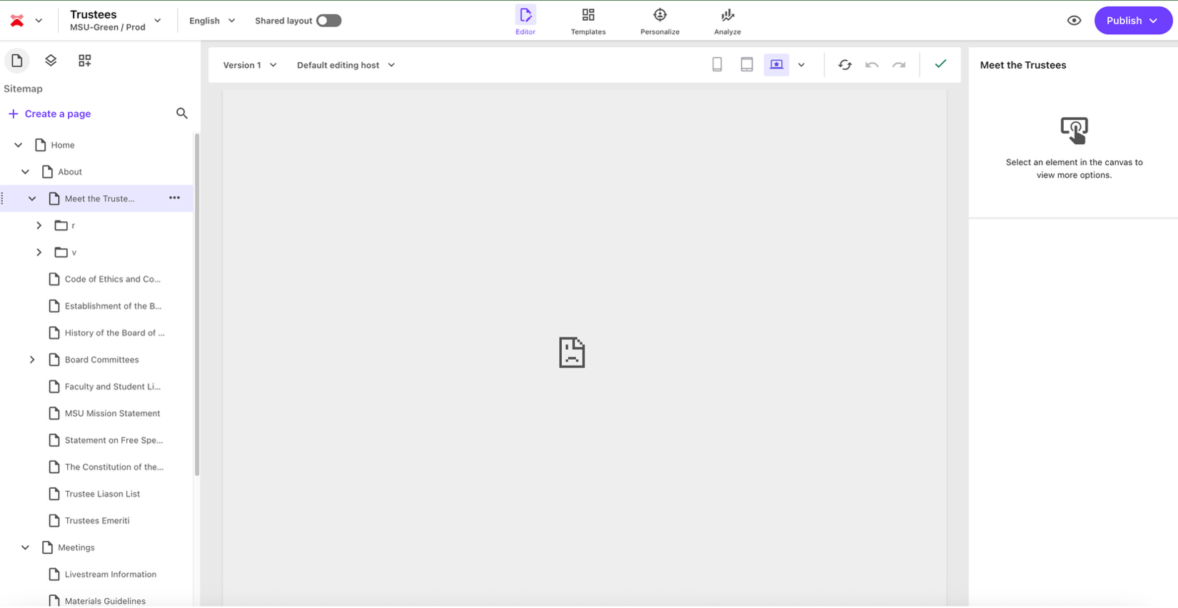 Screenshot showing a page crash icon