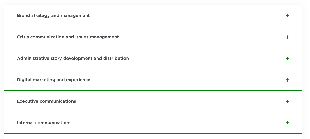 A screenshot of an accordion component