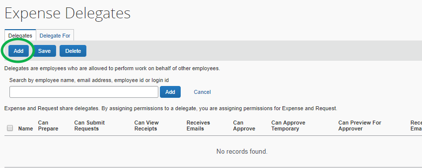Add Expense Delegate
