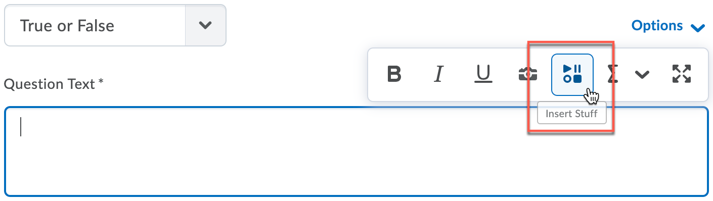 D2L Insert Stuff button screen shot