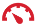 Red half circle dial with needle pointing to the lower left.