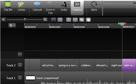 Screenshot of the Camtasia timeline
