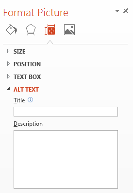 Format Picture side bar. Alt Text option selected