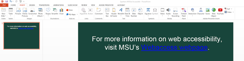 Insert Hyperlink window. Ok selected to save changes