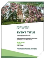 A thumbnail of the front of a folded invitation card with a photo of Beaumont Tower at the top and placeholder text below on a white background