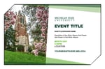 A thumbnail of a postcard invitation with a photo of Beaumont Tower on the left and placeholder text on the right