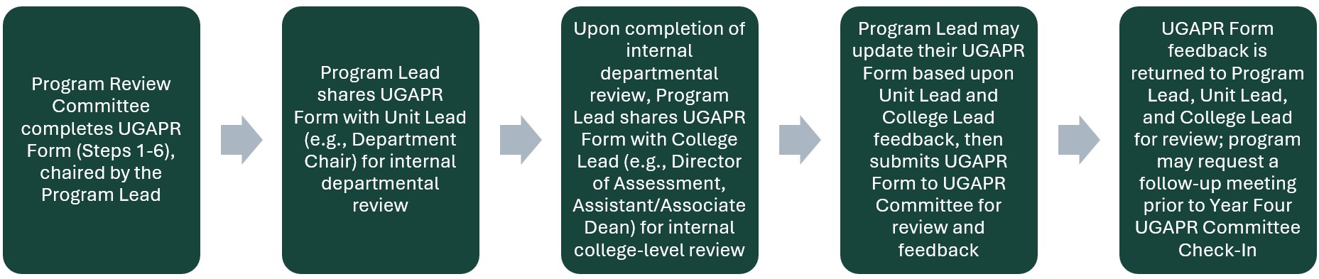 A graphic depicting the undergraduate academic program review process.